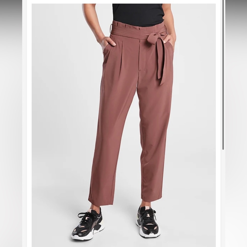 ROSE COLORED Athleta Women's Skyline Pant II Paperbag Waist Decorative Tie